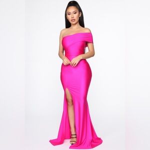 Fashion Nova Evening Romance Maxi Dress in Magenta